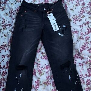 Black purple jeans with paint splater style
